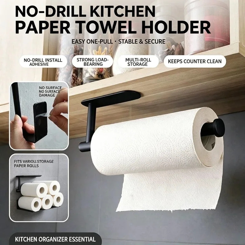 Home Bathroom Shelf - Porte-rouleau de papier, porte-serviettes, étagère suspendue,