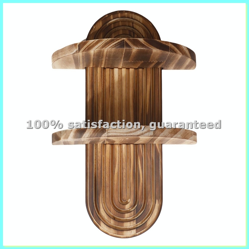 Home Bathroom Shelf - Étagère Murale Géométrique en Bois Rustique