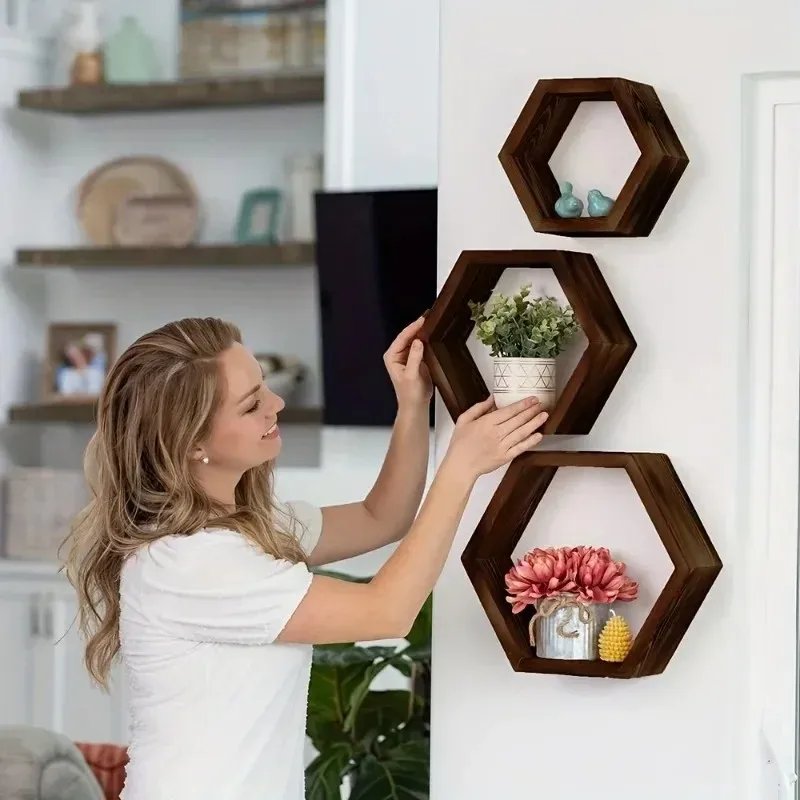 Home Bathroom Shelf - Étagères murales hexagonales flottantes, derniers modèles,